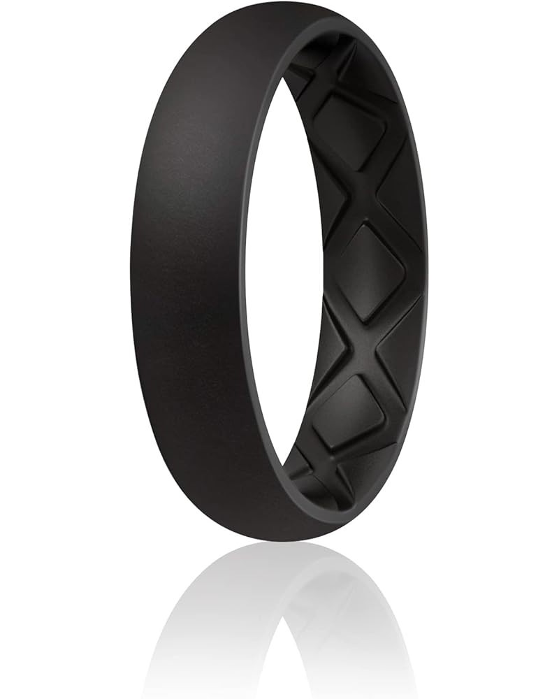 Women Silicone Wedding Ring Inner Arc Ergonomic Breathable Design Rubber Wedding Band 5.5mm Wide 2mm Thick Rubber Rings for W...