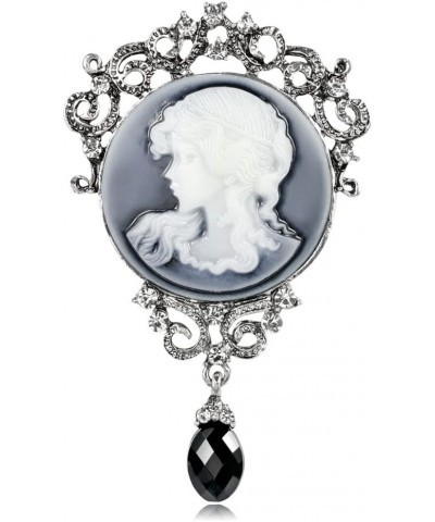 Vintage Elegant Victorian Lady Beauty Cameo with Crystal Brooch Pin (br000017) Style T $8.50 Brooches & Pins