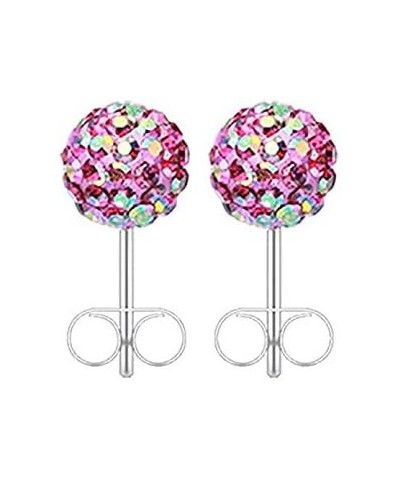 Multi-Sprinkle Dot Multi Gem Aurora Ball Ear Stud Earrings Fuchsia/Aurora Borealis, Ball Size: 3mm $10.19 Earrings