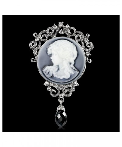 Vintage Elegant Victorian Lady Beauty Cameo with Crystal Brooch Pin (br000017) Style T $8.50 Brooches & Pins