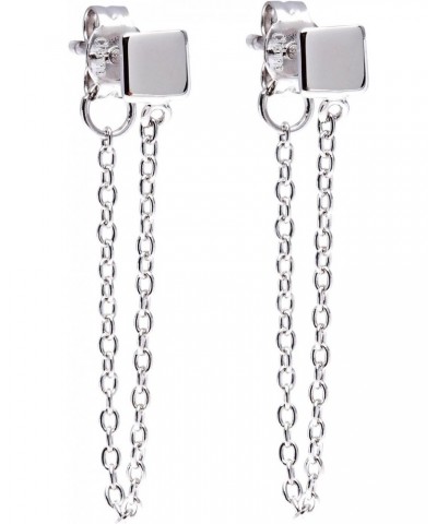 Sterling Silver Square with Hanging Chain Earrings $10.49 Earrings