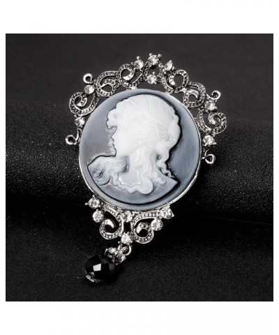 Vintage Elegant Victorian Lady Beauty Cameo with Crystal Brooch Pin (br000017) Style T $8.50 Brooches & Pins