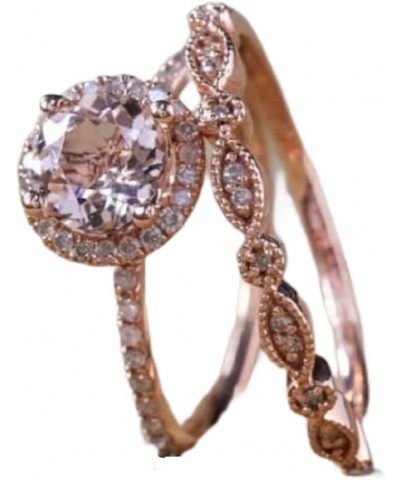 Fashion Elegant Women 18K Rose Gold Filled Morganite Pink Gemstone Ring Bridal anniversary ring Set Size 6-10 $11.01 Rings