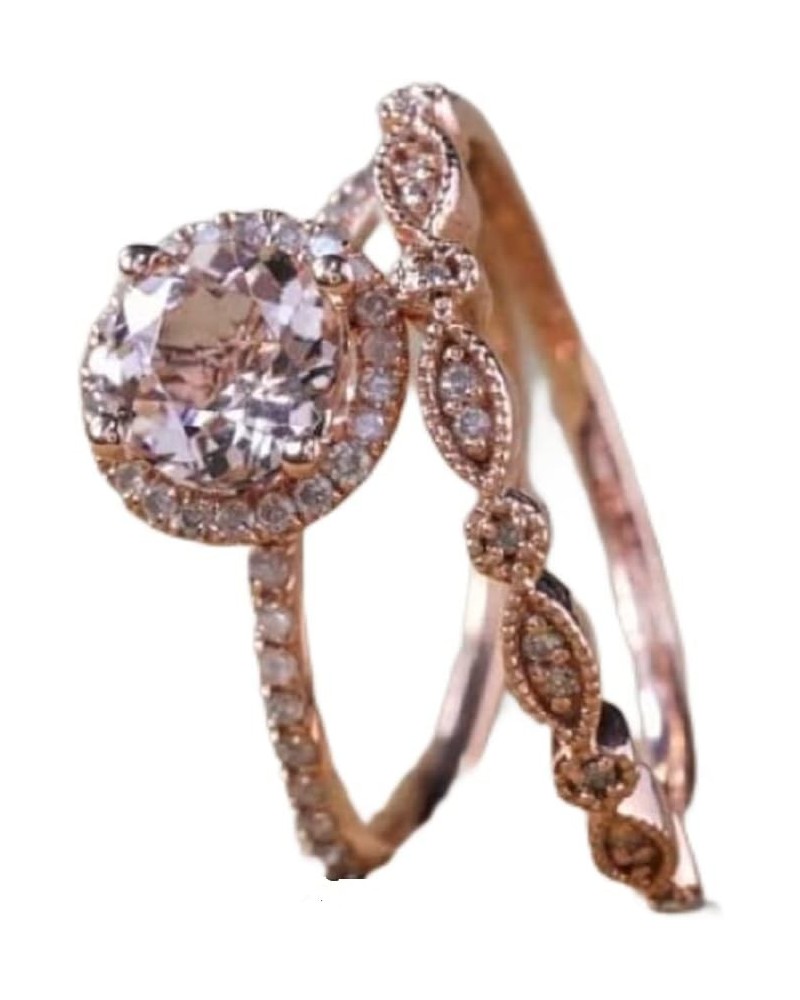 Fashion Elegant Women 18K Rose Gold Filled Morganite Pink Gemstone Ring Bridal anniversary ring Set Size 6-10 $11.01 Rings