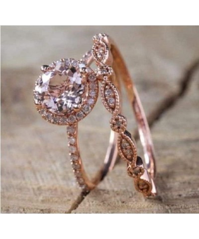 Fashion Elegant Women 18K Rose Gold Filled Morganite Pink Gemstone Ring Bridal anniversary ring Set Size 6-10 $11.01 Rings