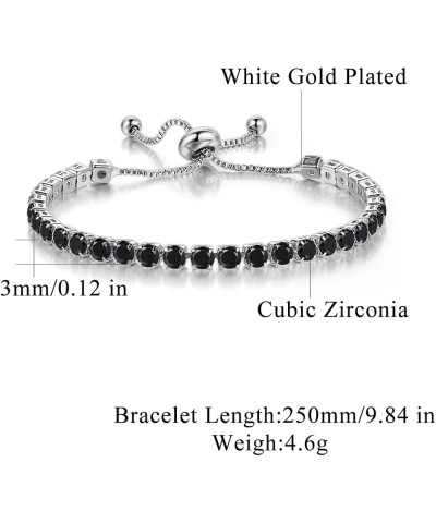 Adjustable Tennis Bracelets for Women Teen Girls Rainbow Cubic Zirconia Bracelet 14K White Gold Plated Hypoallergenic Slider ...