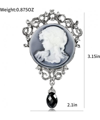 Vintage Elegant Victorian Lady Beauty Cameo with Crystal Brooch Pin (br000017) Style T $8.50 Brooches & Pins