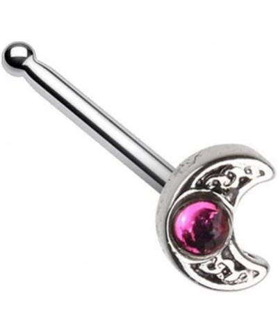 20G Stainless Steel Crystal Celtic Moon Nose Bone Stud Silver Tone $9.34 Body Jewelry