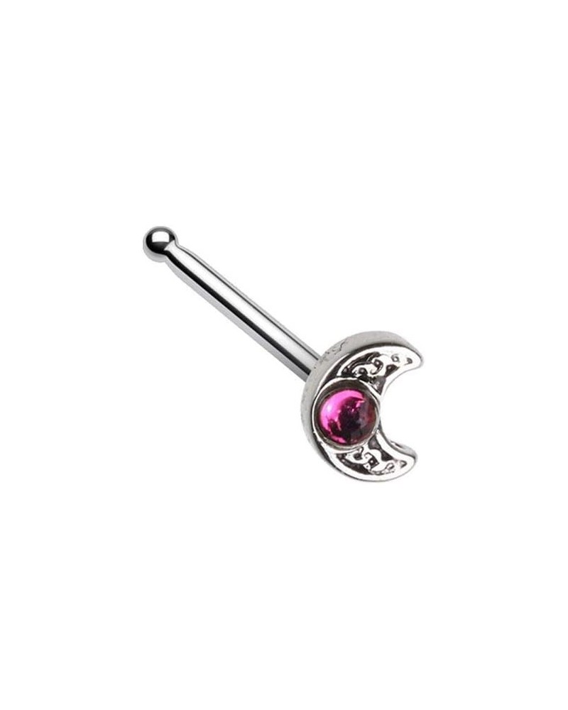 20G Stainless Steel Crystal Celtic Moon Nose Bone Stud Silver Tone $9.34 Body Jewelry