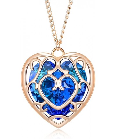 Zelda Necklace for Anime Jewelry Game Jewelry Gifts for Men Women Boys Sword Heart Crystal Necklace-Blue $15.64 Necklaces