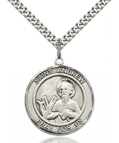 Sterling Silver Round Patron Saint Medal Pendant, 1 Inch Saint Andrew the Apostle $54.55 Pendants