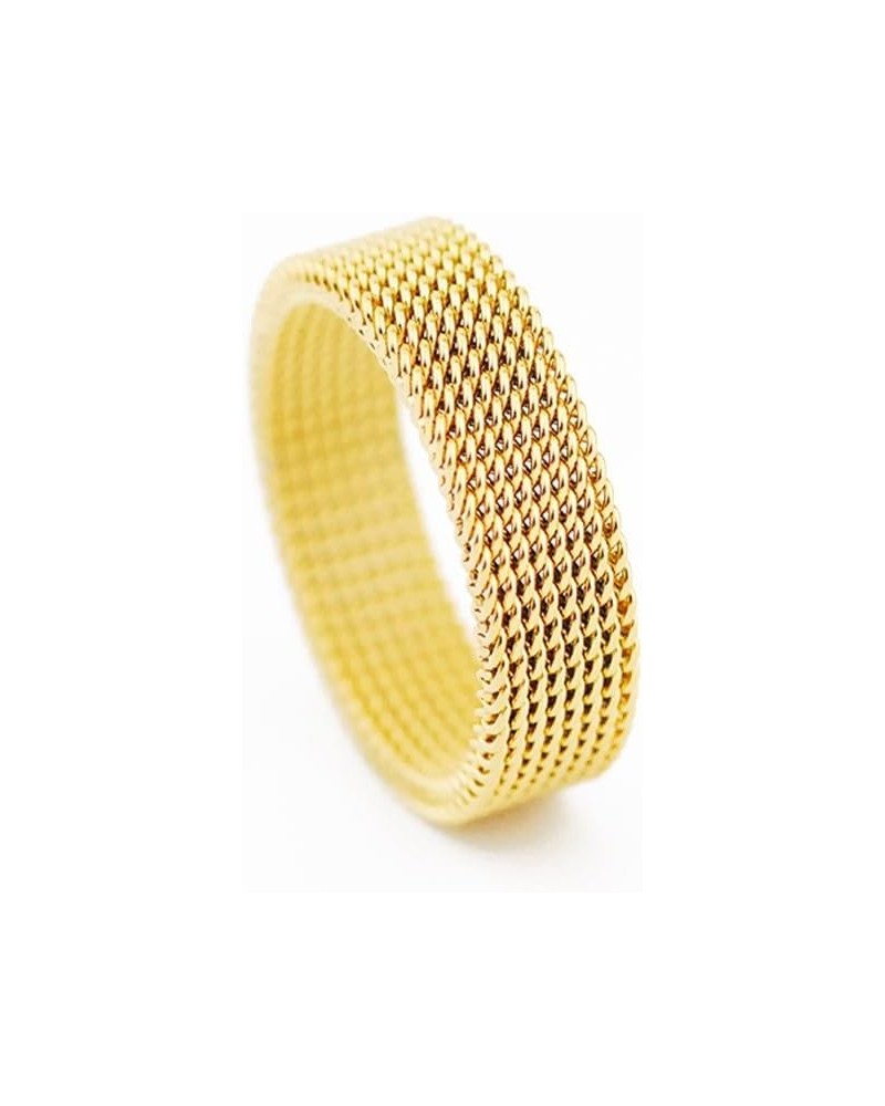 Stainless steel mesh ring Steel wire woven ring Soft Ring for Men and Women 9 6MM Gold $6.21 Rings