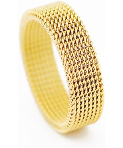 Stainless steel mesh ring Steel wire woven ring Soft Ring for Men and Women 9 6MM Gold $6.21 Rings