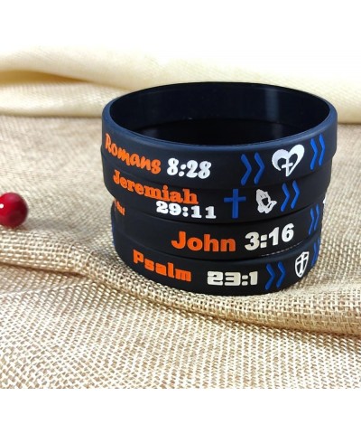 Bible Verse Wristbands for Men Women Scripture Inspirational Cuff Bracelets Christian Religious Rubber Bracelet Catholic Cros...