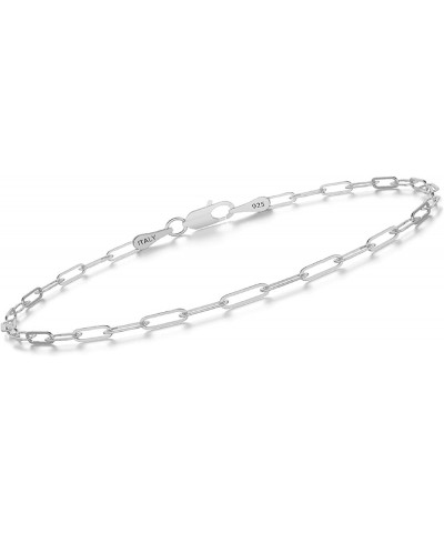 925 Sterling Silver Paperclip Chain Bracelet 3/4/5mm Silver Bracelet for Women Men Silver Bracelet 6.5-9 Inches Silver 4mm 8 ...