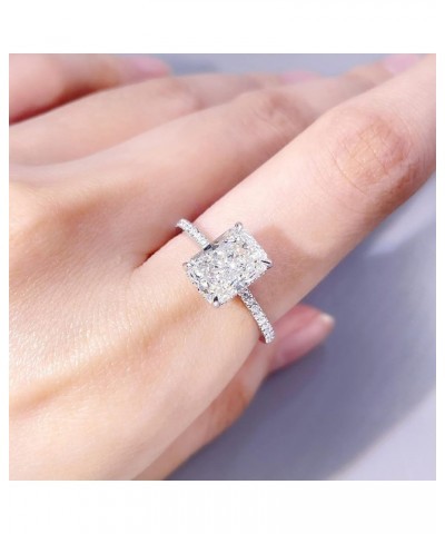 Engagement Rings for Women, Sterling Silver GHI VVS Square Radiant Cut Moissanite Engagement Rings for Proposal Wedding Party...