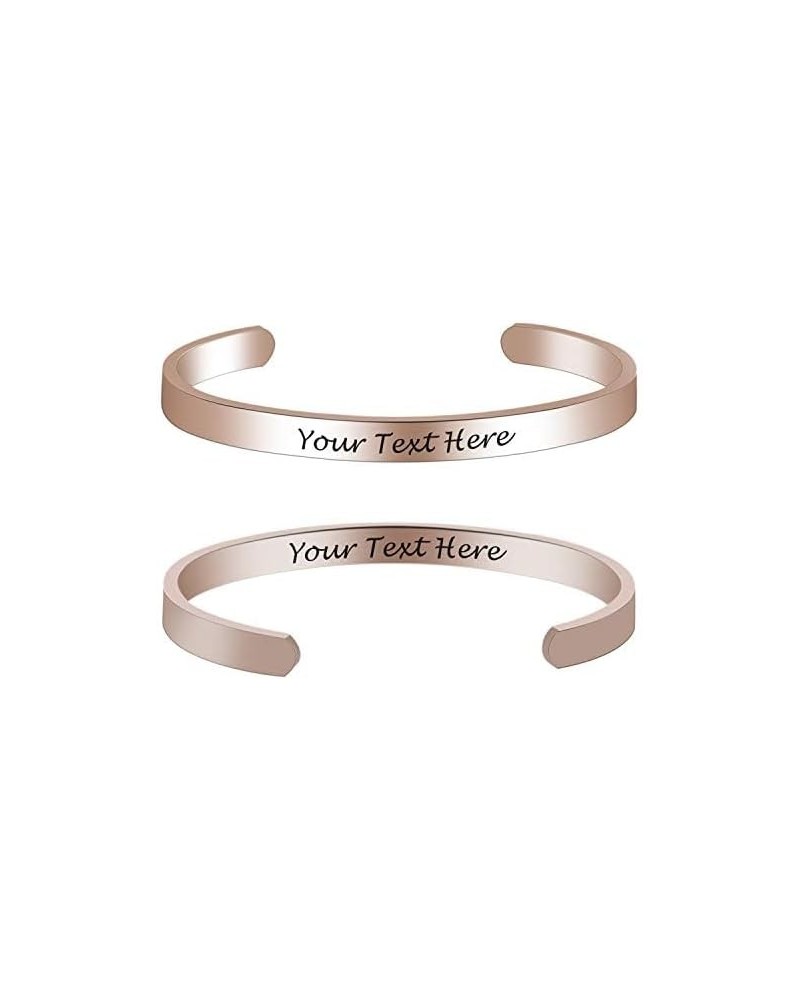 6MM 8MM Personalized Inspirational Bracelets Custom Engraved Name Mantra Quote Any Message Bangle Cuff Customizable Customiza...