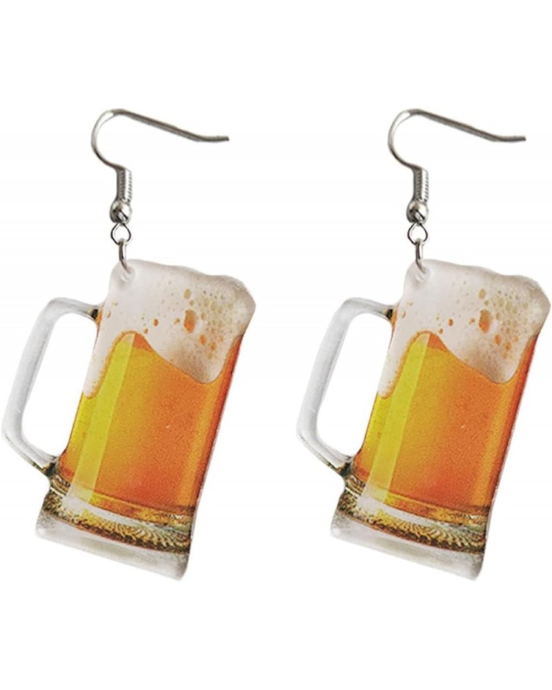 Lightweight Cute Lifelike Simulation Beer Mug Earrings Miniature Wine Glass Dangle Drop Acrylic Earrings Funny Lovely Birthda...