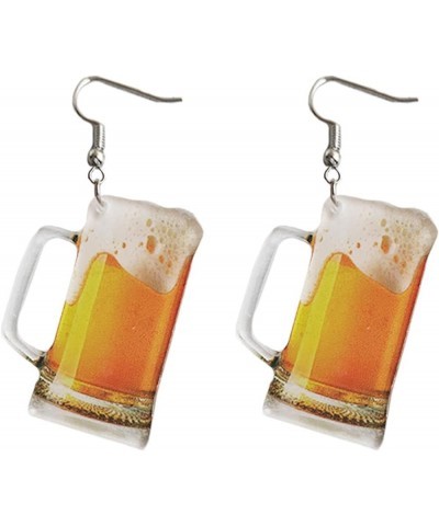 Lightweight Cute Lifelike Simulation Beer Mug Earrings Miniature Wine Glass Dangle Drop Acrylic Earrings Funny Lovely Birthda...