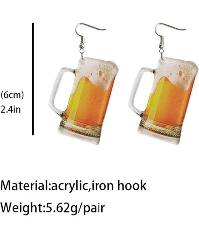 Lightweight Cute Lifelike Simulation Beer Mug Earrings Miniature Wine Glass Dangle Drop Acrylic Earrings Funny Lovely Birthda...