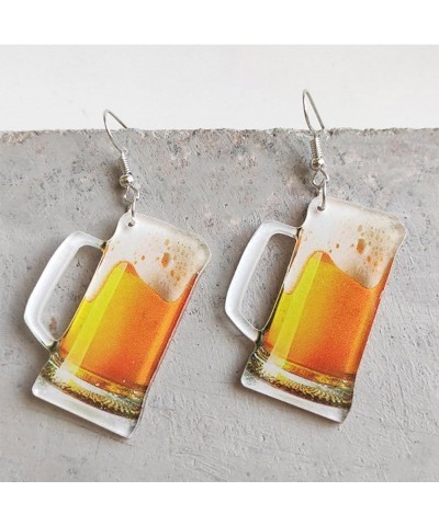 Lightweight Cute Lifelike Simulation Beer Mug Earrings Miniature Wine Glass Dangle Drop Acrylic Earrings Funny Lovely Birthda...