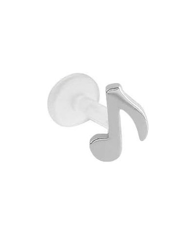 316L Surgical Steel Labret Nose Ring Stud Bioflex Post 3/16, 1/4, 9/32, 5/16, 3/8 3mm Music Note 16G or 18G 16G - 1/4" Labret...