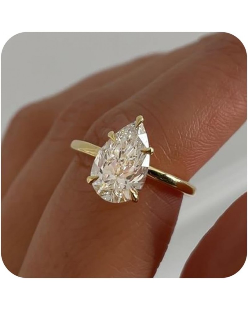 Gold Diamond Rings for Women Dainty Gold Engagement Rings | Round | Oval | Peal | Rectangle Cut Solitaire Cubic Zirconia CZ W...