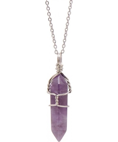 Hand Wired Natural Raw White Quartz Crystal Point Pendant Necklace Amethyst $8.66 Necklaces