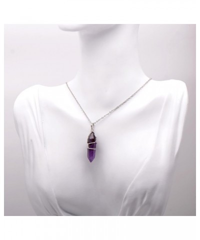 Hand Wired Natural Raw White Quartz Crystal Point Pendant Necklace Amethyst $8.66 Necklaces