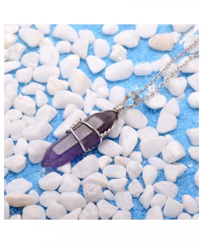 Hand Wired Natural Raw White Quartz Crystal Point Pendant Necklace Amethyst $8.66 Necklaces