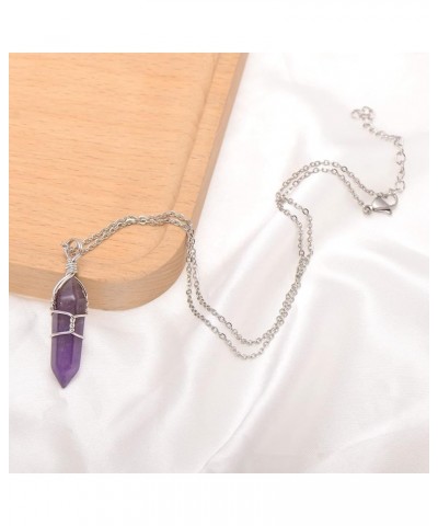 Hand Wired Natural Raw White Quartz Crystal Point Pendant Necklace Amethyst $8.66 Necklaces