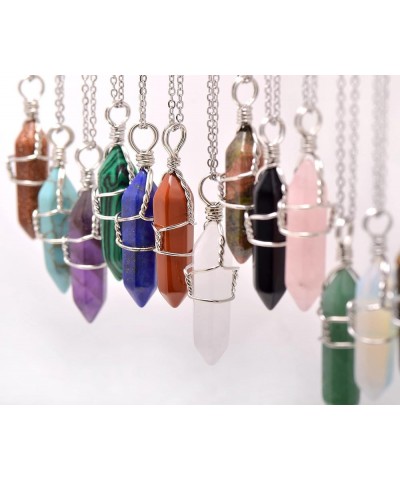 Hand Wired Natural Raw White Quartz Crystal Point Pendant Necklace Amethyst $8.66 Necklaces