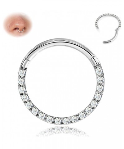 Hinged CZ Septum Rings - 316L Surgical Steel Nose Rings Hoops for Women 20G/18G/16G Cartilage Earrings Conch Piercing Jewelry...