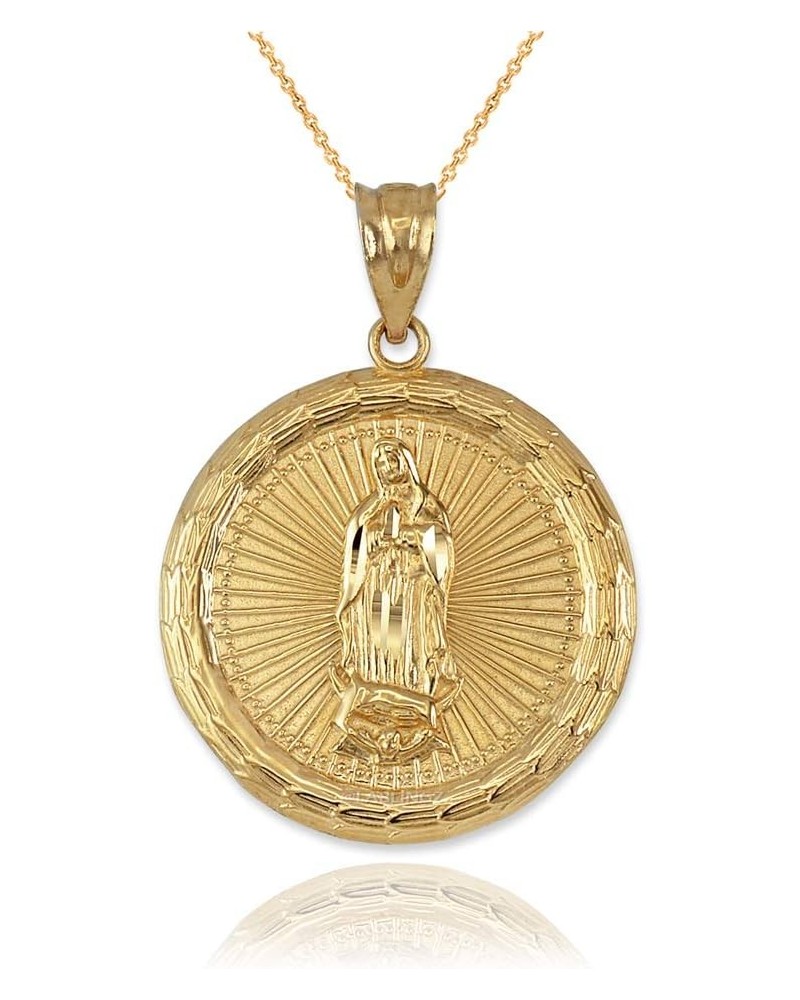 10K Yellow Gold Virgin Mary Guadalupe Medallion Pendant Necklace 20" Necklace $71.27 Necklaces