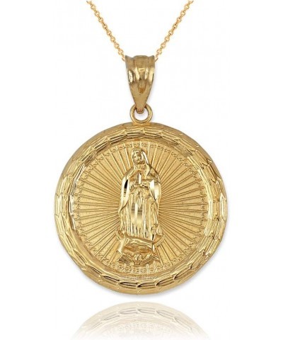 10K Yellow Gold Virgin Mary Guadalupe Medallion Pendant Necklace 20" Necklace $71.27 Necklaces