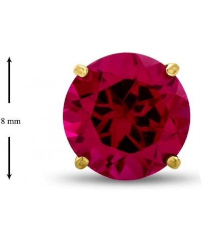 Solid 14k Yellow Gold 8mm Round Stud Earrings Created Ruby $61.05 Earrings