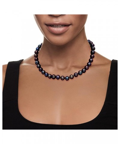 10-11mm Cultured Pearl Necklace with 14kt Yellow Gold Black Pearl 16.0 Inches $102.96 Necklaces