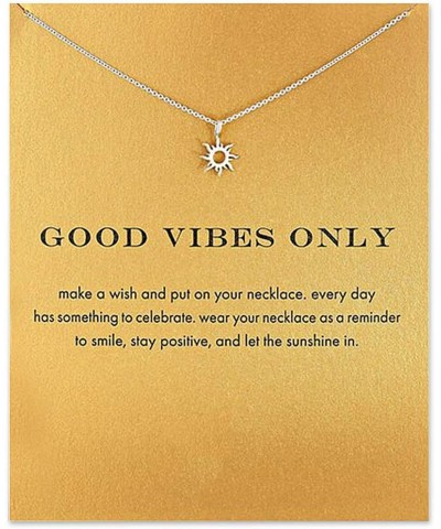 Gold Silver Butterfly Compass Sun Friendship Necklace with Good Luck Wish Message Card Pendant Chain Necklace for Women Girls...