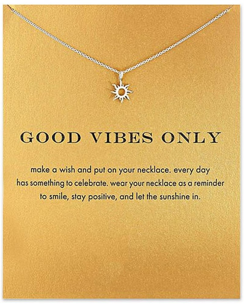 Gold Silver Butterfly Compass Sun Friendship Necklace with Good Luck Wish Message Card Pendant Chain Necklace for Women Girls...