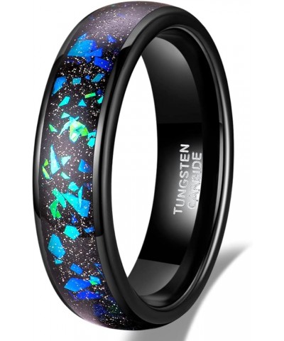 4mm 6mm Wedding Rings for Men Women Tungsten Carbide Galaxy Opal and Sandblast Inlay Multi-Colored Mens Wedding Band Beveled ...