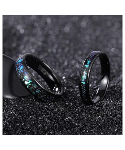 4mm 6mm Wedding Rings for Men Women Tungsten Carbide Galaxy Opal and Sandblast Inlay Multi-Colored Mens Wedding Band Beveled ...