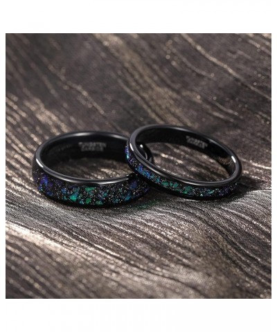 4mm 6mm Wedding Rings for Men Women Tungsten Carbide Galaxy Opal and Sandblast Inlay Multi-Colored Mens Wedding Band Beveled ...