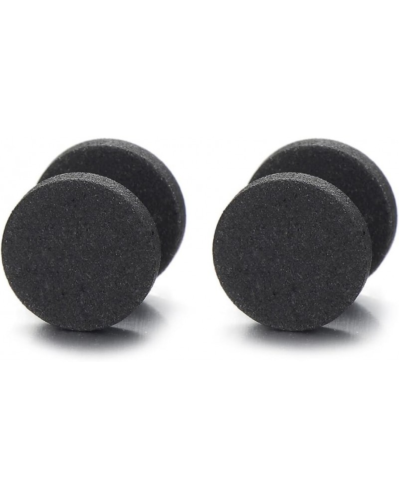 Men Women 6-12MM Black Sand Matt Screw Stud Earrings, Cheater Fake Plugs Gauges Illusion Tunnel Wide:6MM $8.09 Earrings