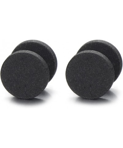 Men Women 6-12MM Black Sand Matt Screw Stud Earrings, Cheater Fake Plugs Gauges Illusion Tunnel Wide:6MM $8.09 Earrings