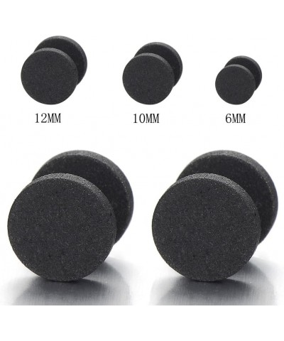 Men Women 6-12MM Black Sand Matt Screw Stud Earrings, Cheater Fake Plugs Gauges Illusion Tunnel Wide:6MM $8.09 Earrings