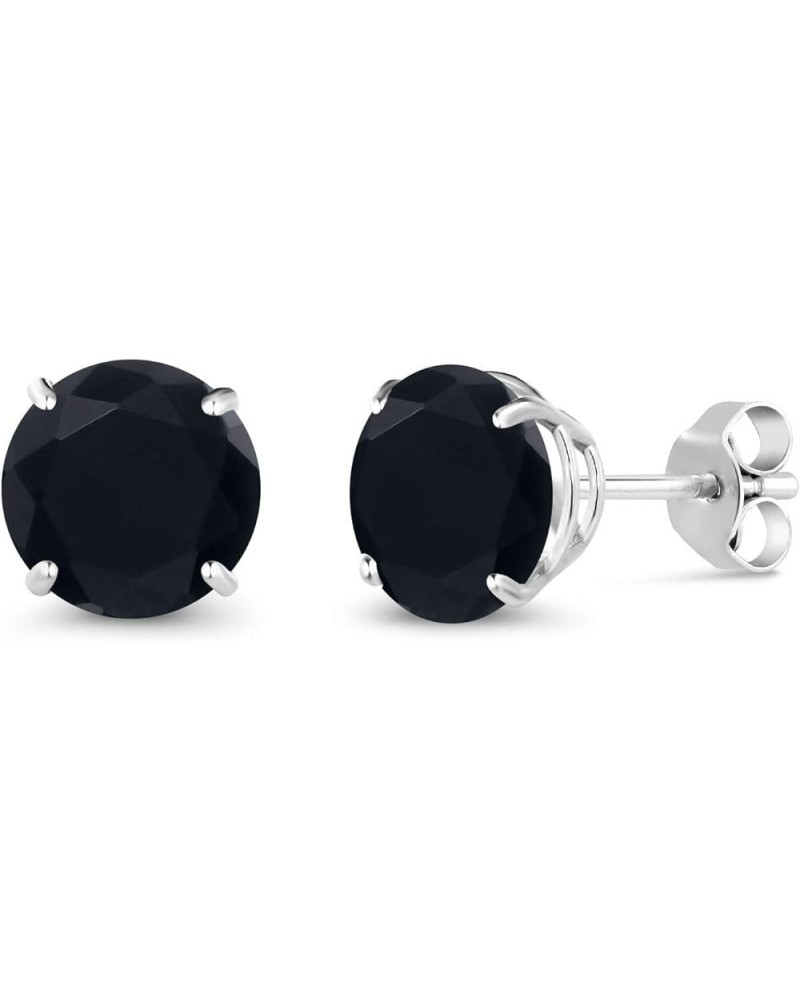 10K White Gold Round 7MM Gemstone Birthstone Stud Earrings For Women Onyx, December $32.55 Others