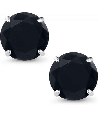 10K White Gold Round 7MM Gemstone Birthstone Stud Earrings For Women Onyx, December $32.55 Others