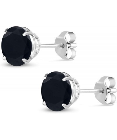 10K White Gold Round 7MM Gemstone Birthstone Stud Earrings For Women Onyx, December $32.55 Others