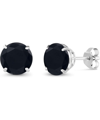 10K White Gold Round 7MM Gemstone Birthstone Stud Earrings For Women Onyx, December $32.55 Others