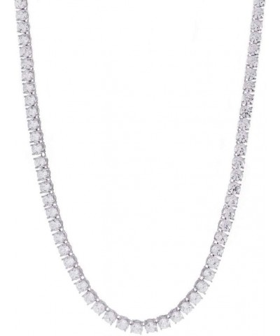 ANTI-TARNISH Unisex 5mm Thick Real Solid 925 Sterling Silver Cubic Zirconia Tennis Chain CZ One Row Choker Necklace 18-30" Br...